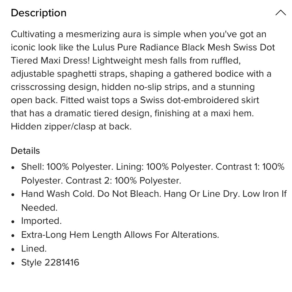 Pure Radiance Black Mesh Swiss Dot Tiered Maxi dress small - Picture 7 of 7